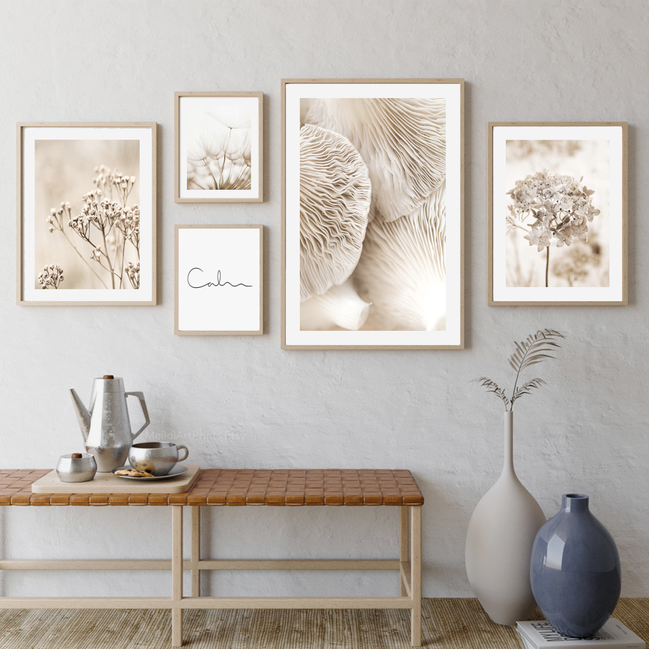 ภาพตกแต่งผนังสไตล์โบโฮสีเบจกลา - Palm Leaf Dried บทวิจารณ์และราคา