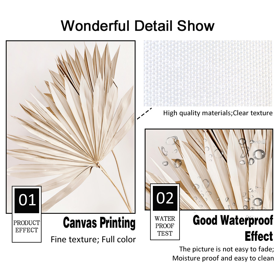 ภาพตกแต่งผนังสไตล์โบโฮสีเบจกลา - Palm Leaf Dried บทวิจารณ์และราคา